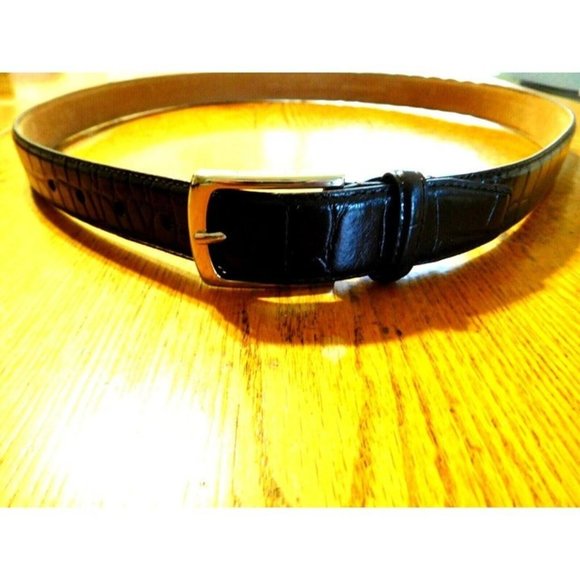 NEW Cole Haan Mens  Chocolate (dark brown) Belt 40 Leather FAUX CROC - Picture 2 of 7